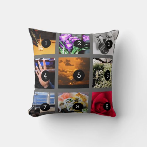 Create Your Own Photo collage with 18 images Throw Pillow