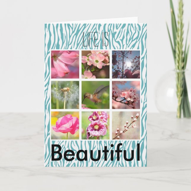 Create Your Own Photo Collage zebra print Card (Front)