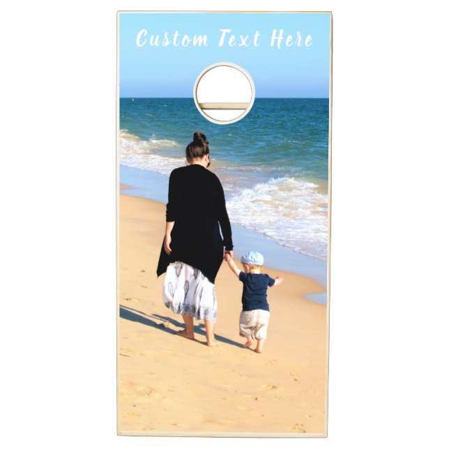 Create Your Own Photo Cornhole Set Custom Text (Left)