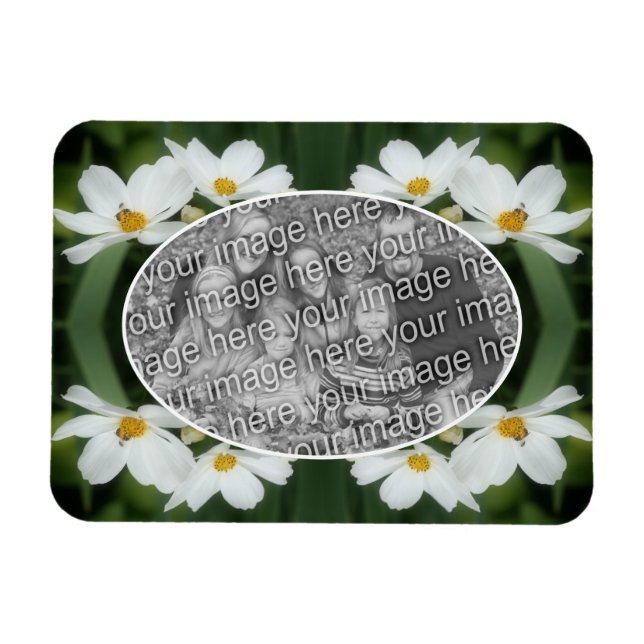 Create Your Own Photo Cosmos Flowers Bee Frame  Magnet (Horizontal)