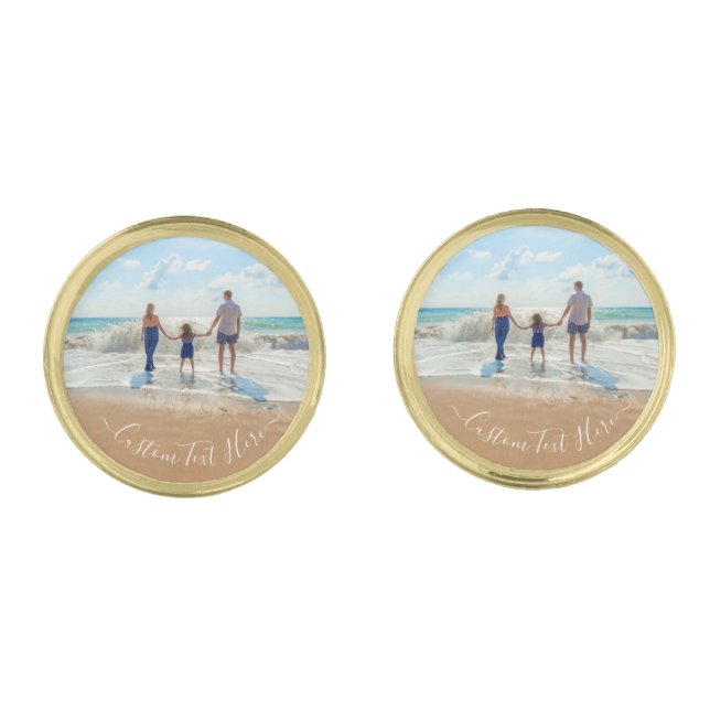 Create Your Own Photo Cufflinks Personalized Text (Front)