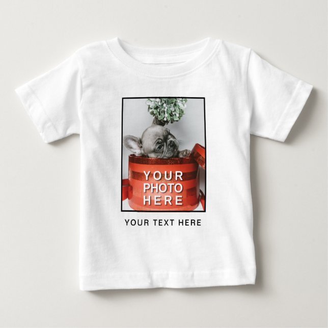 Create Your Own Photo & Custom Text Baby T-Shirt (Front)