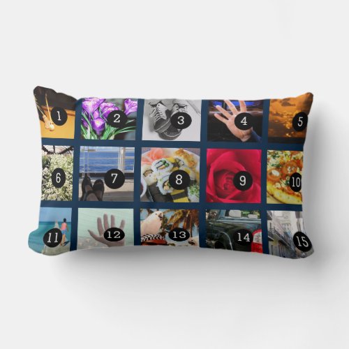 Create Your Own Photo display with 15 images Lumbar Pillow