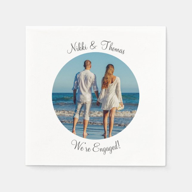 Create Your Own Photo Engagement Name Couple Napkins (Front)