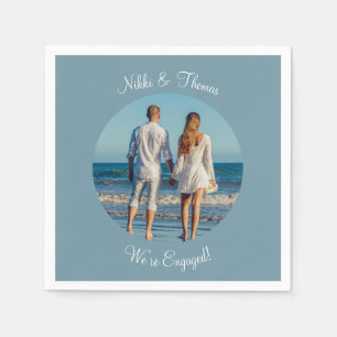Create Your Own Photo Engagement Name Couple Napkins