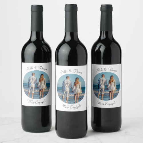 Create Your Own Photo Engagement Name Couple Wine Label
