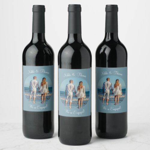 Create Your Own Photo Engagement Name Couple Wine Label