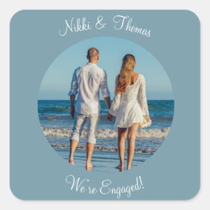 Create Your Own Photo Engagement Name Script Square Sticker