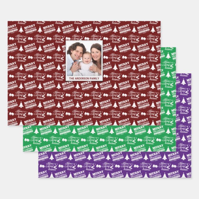 Create Your Own Photo Family Christmas Wrapping Paper Sheets (Set)