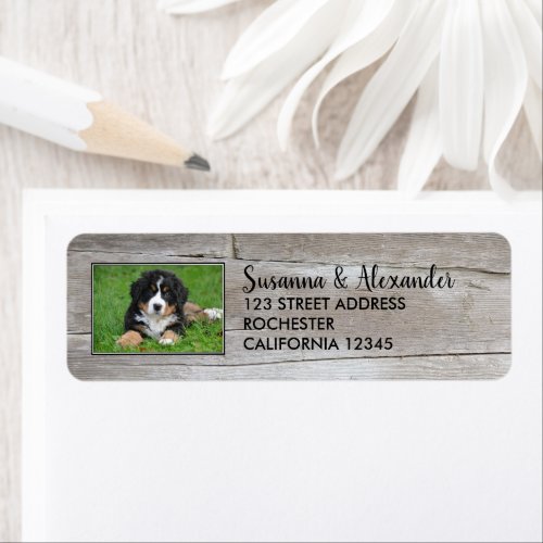 Create your own photo family wood return address label