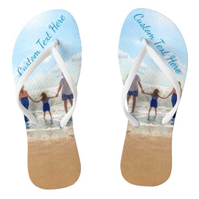 Create Your Own Photo Flip Flops Personalized Text (Footbed)