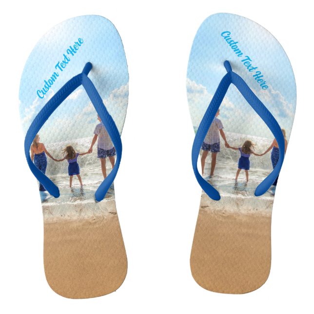 Create Your Own Photo Flip Flops Personalized Text (Footbed)