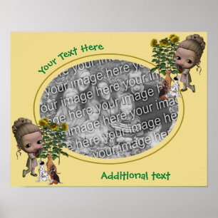 Create Your Own Photo Girl And Puppies Border Poster