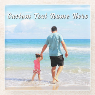 Create Your Own Photo Glass Coaster Gift with Text