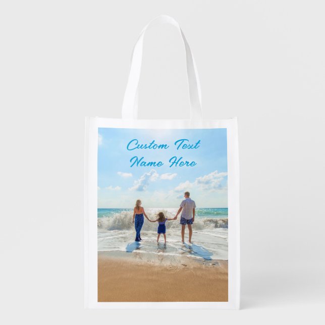 Create Your Own Photo Grocery Bag Gift Custom Text (Front)