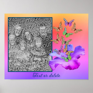 Create Your Own Photo Hibiscus And Butterfly Frame Poster