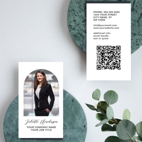 Create Your Own Photo Info QR Code Modern Elegant Business Card