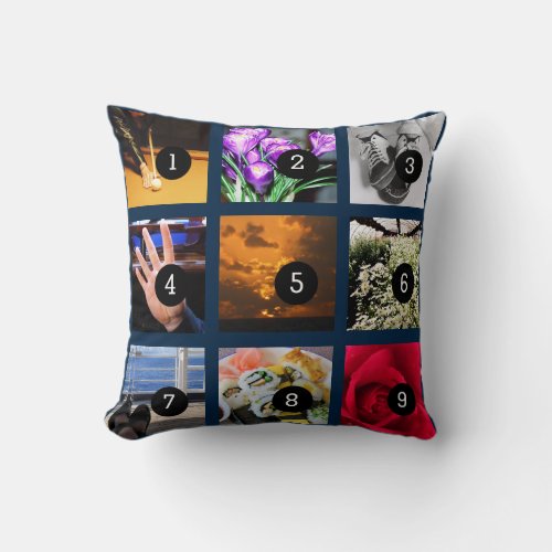 Create Your Own Photo Instagram with 18 images Throw Pillow