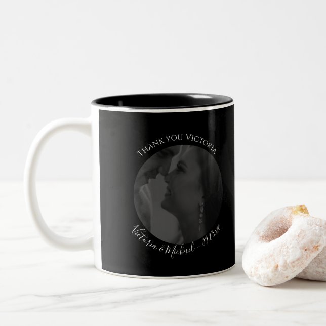 Create Your Own Photo Keepsake Wedding Two-Tone Coffee Mug (With Donut)