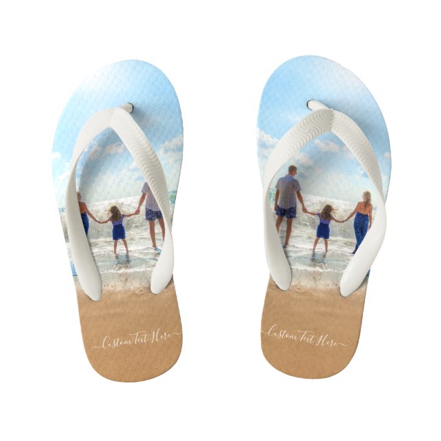 Create Your Own Photo Kid's Flip Flops Custom Text (Footbed)