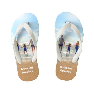 Create Your Own Photo Kid's Flip Flops Custom Text