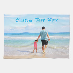 Create Your Own Photo Kitchen Towel Custom Text