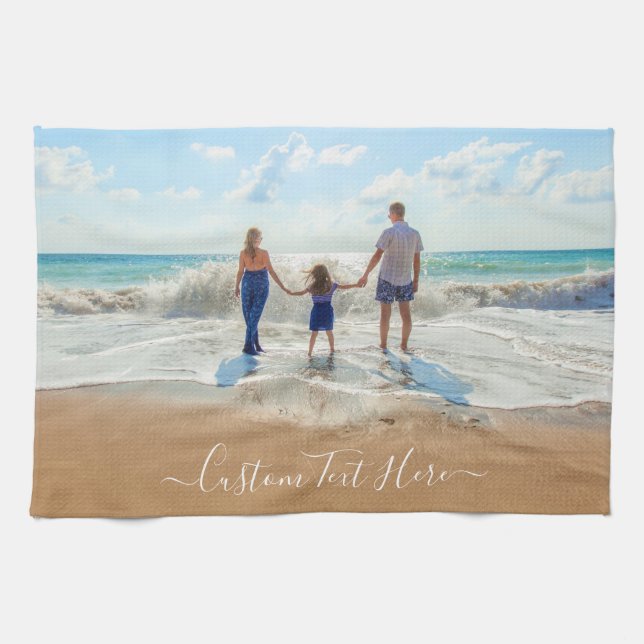 Create Your Own Photo Kitchen Towels Custom Text (Horizontal)