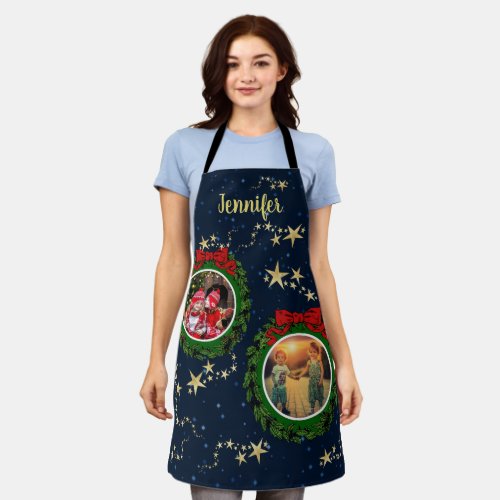 Create your own photo Merry Christmas monogrammed Apron