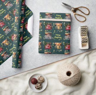 Create your own photo Merry Christmas script Wrapping Paper