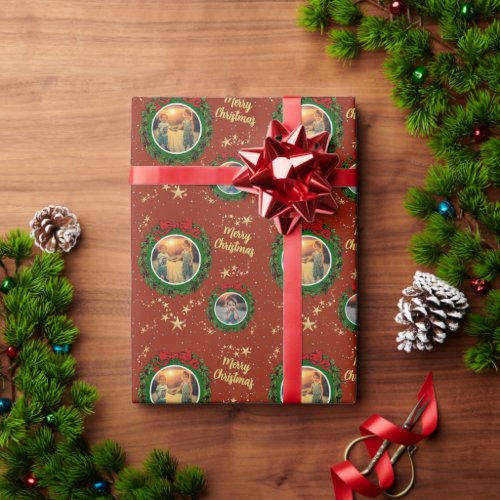 Create your own photo Merry Christmas script Wrapping Paper