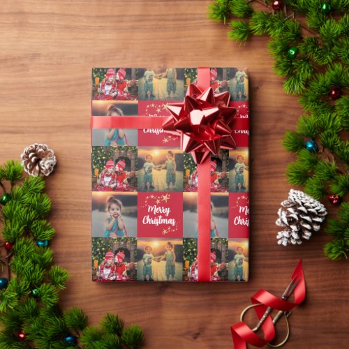Create your own photo Merry Christmas script Wrapping Paper