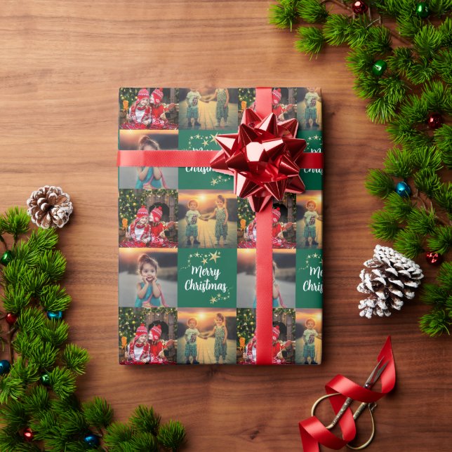 Create your own photo Merry Christmas script Wrapping Paper (Holiday Gift)