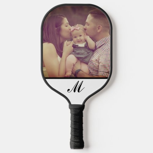 Create Your Own Photo Monogram Black White Initial Pickleball Paddle