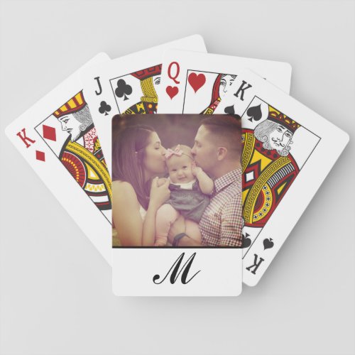 Create Your Own Photo Monogram Initial White  Playing Cards