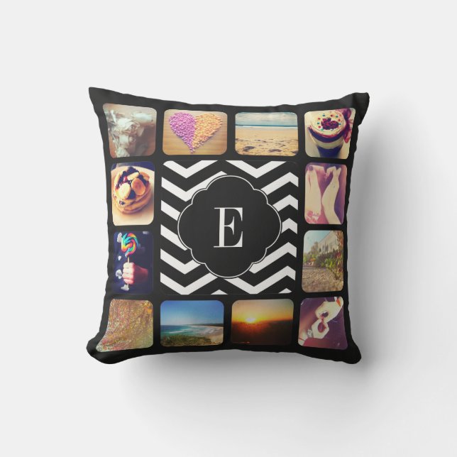 Create Your Own Photo Monogram Throw Pillow (Front)