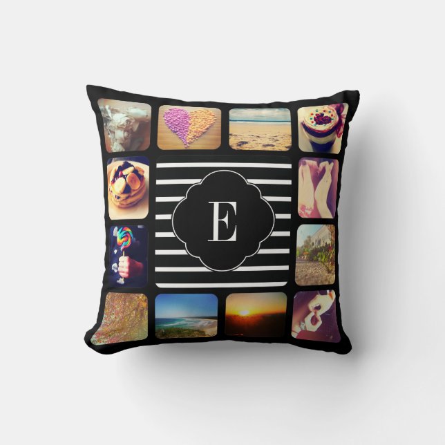 Create Your Own Photo Monogram Throw Pillow (Front)