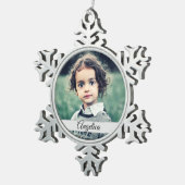 Create Your Own Photo Name Snowflake Pewter Christmas Ornament (Right)