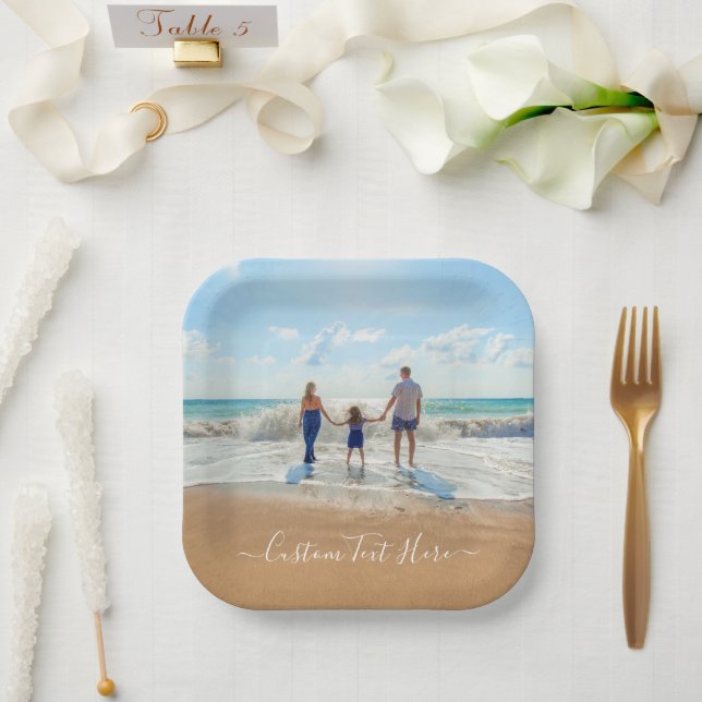 Create Your Own Photo Paper Plates Custom Text (Wedding)