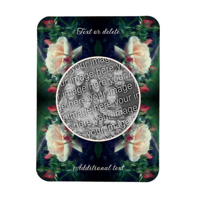 Create Your Own Photo Peach Rose And Buds Frame  Magnet (Vertical)