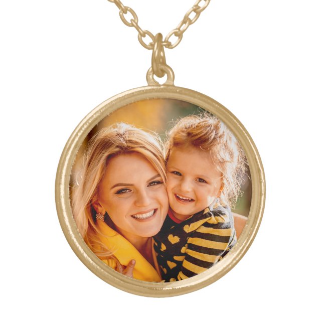 Create Your Own Photo Personalized Custom  Gold Plated Necklace (Front)