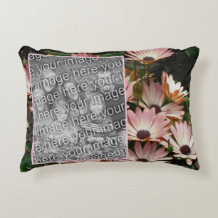Create Your Own Photo Pink Daisy Flowers Frame Accent Pillow
