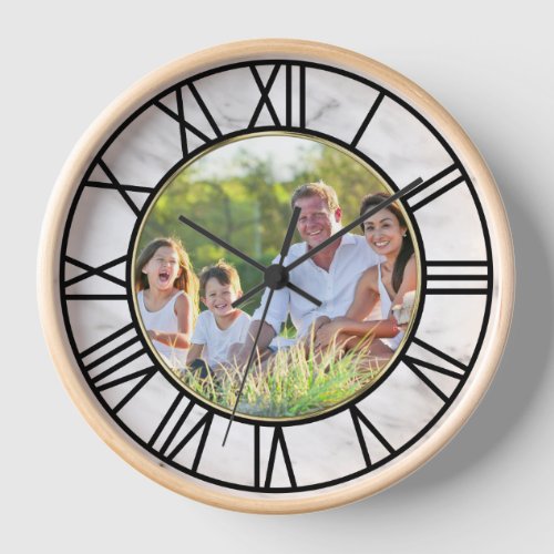 Create Your Own Photo Roman Numerals Marble Print Clock