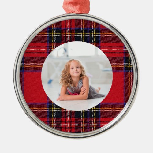 Create Your Own Photo   Royal Stewart Tartan Metal Ornament