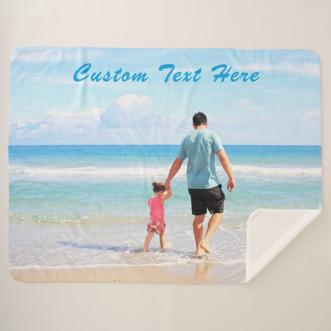 Create Your Own Photo Sherpa Blanket Custom Text (Front (Horizontal))
