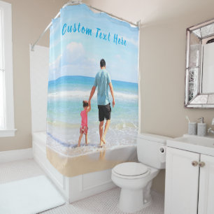 Create Your Own Photo Shower Curtain Custom Text