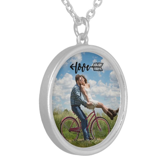 Create Your Own Photo Silver Plated Necklace (Front Left)