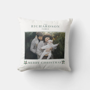 Create Your Own Photo Simple Christmas Holiday Throw Pillow