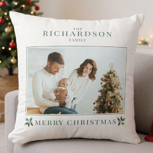Create Your Own Photo Simple Christmas Holiday Throw Pillow