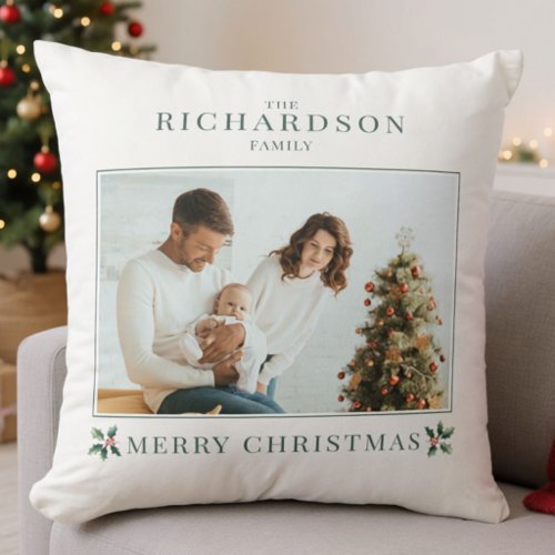 Create Your Own Photo Simple Christmas Holiday Throw Pillow