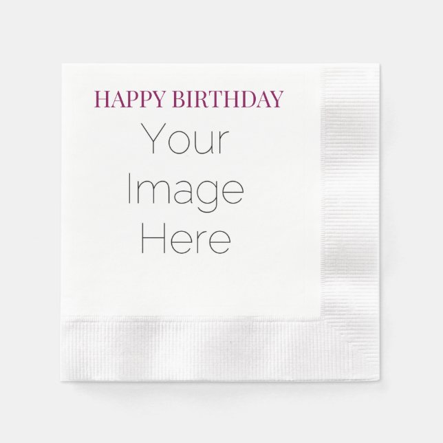 create your own photo simple custom Happy Birthday Napkins (Front)